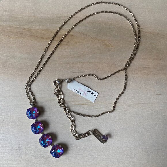 NWT Mariana Medium 4 Stone Cushion Cut Pendant Necklace Purple Blue Crystal - Picture 10 of 15